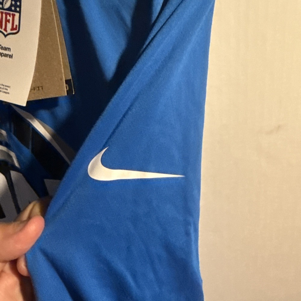 NEW Nike Detroit Lions Shirt Mens Large Blue Dri Fit Long Sleeve Logo NFL